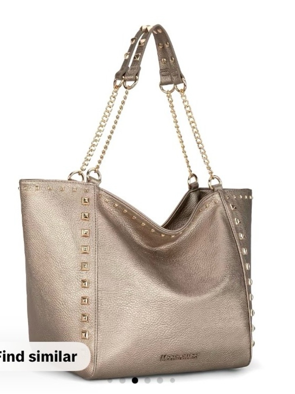 Montana West Metallic Taupe Studded Chain-Handle Tote